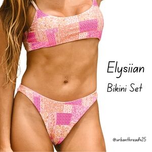 🌸🌸 NWT Elysiian Pink Paisley Bikini Set – Sonoma Scoop Neck Top & Kauai Bottom